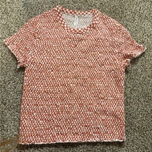 American Eagle Outfitters Red and White Patterned Tee